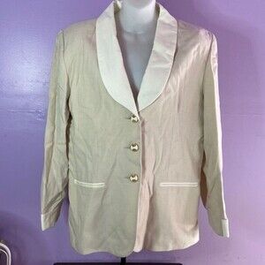 Suits Me Women's Beige/White Button Down Blazer Size 14